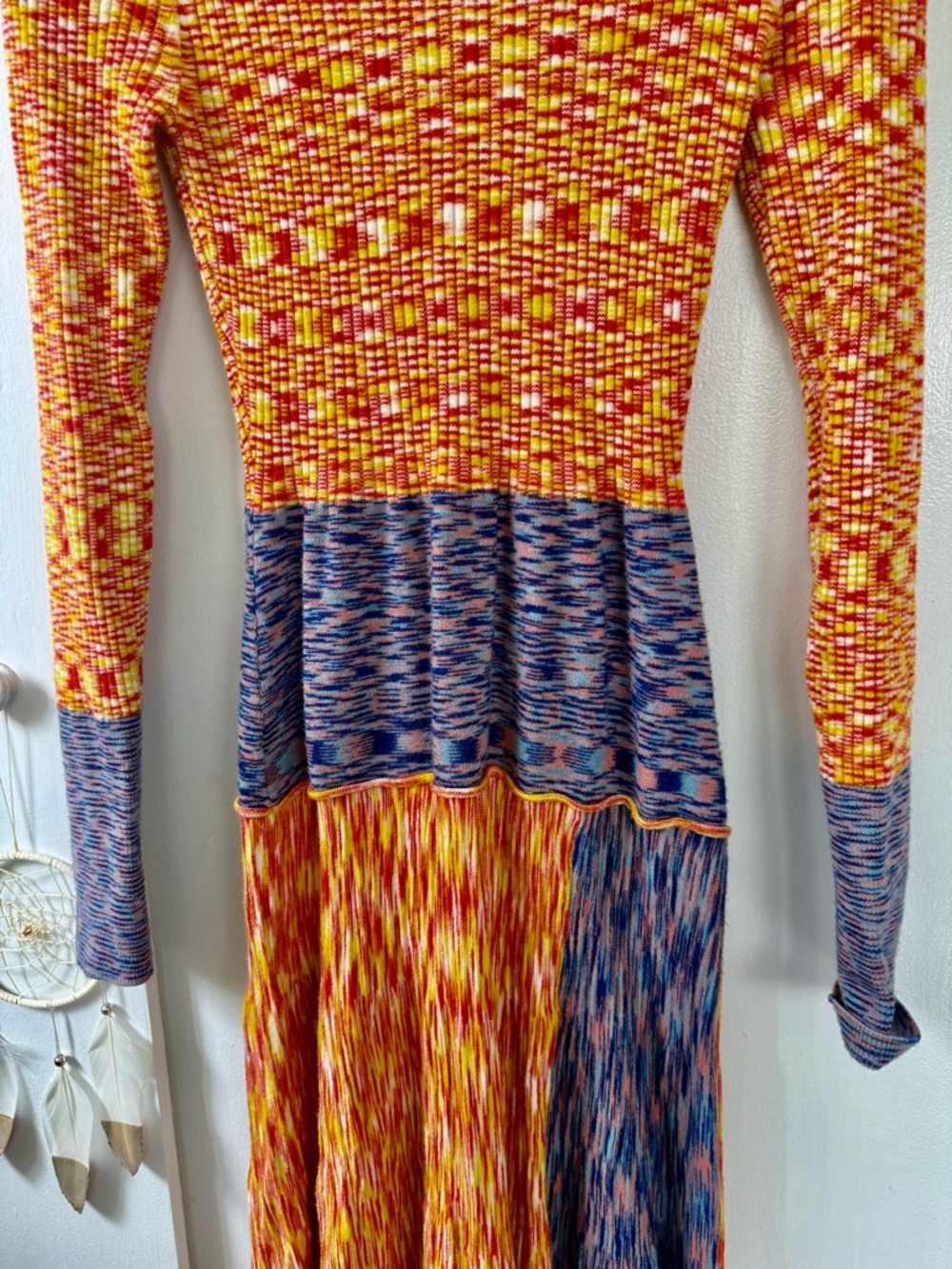 Scoop brand Missoni style  Multicolor Knit Long-Sleeve Maxi Dress